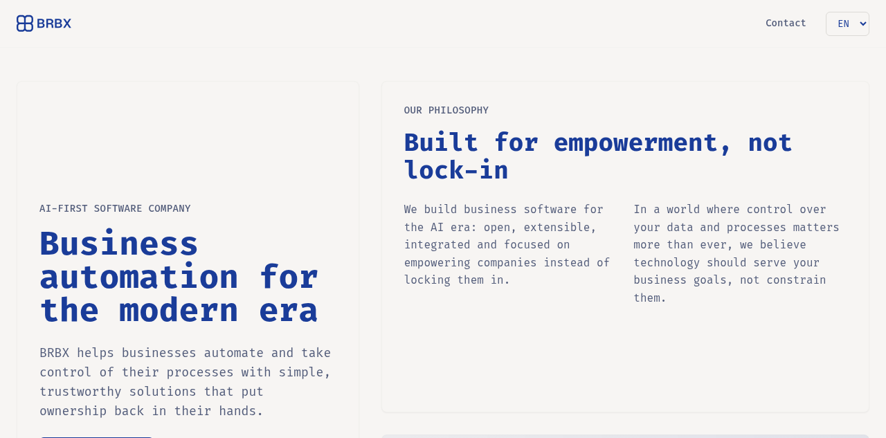 Homepage of BRBX BV