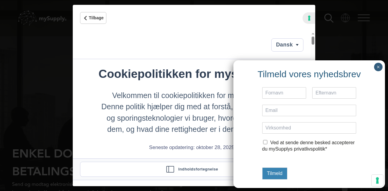 Homepage of mySupply ApS