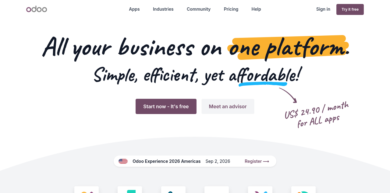 Homepage of Odoo SA