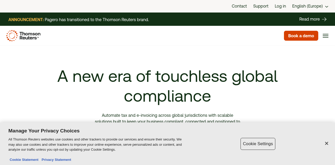 Homepage of Pagero