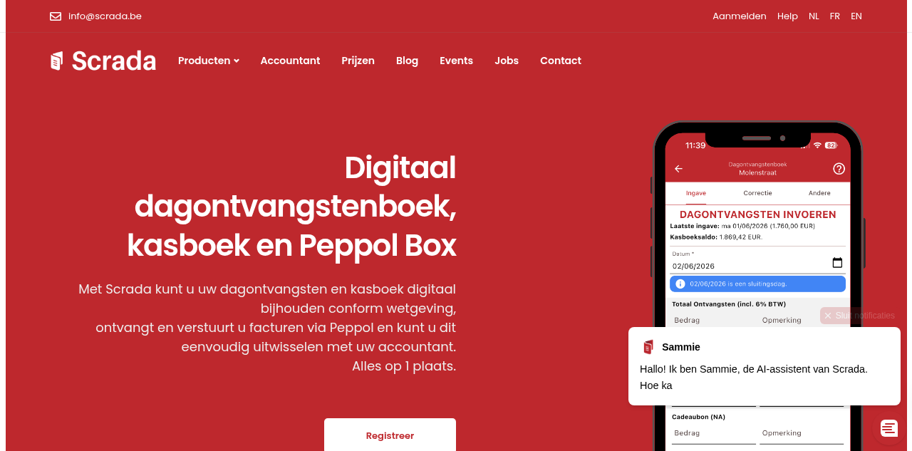 Homepage of Scrada BV