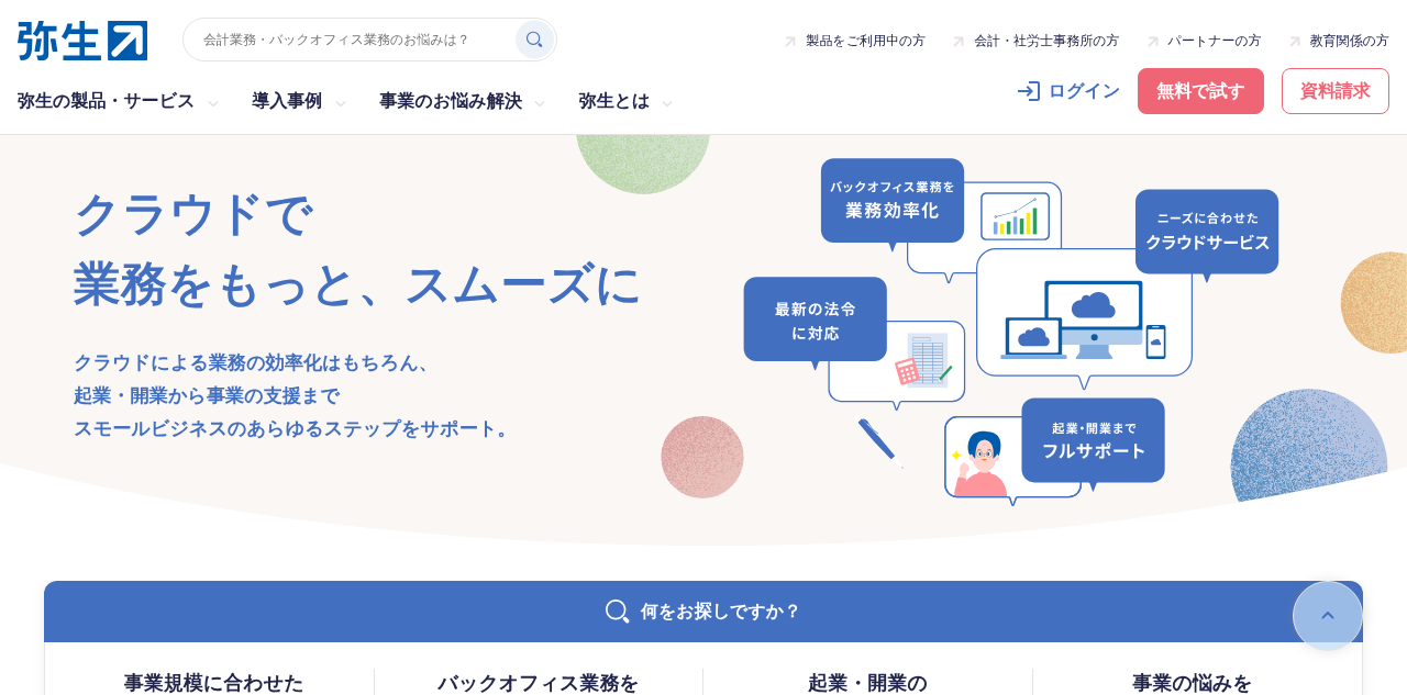 Homepage of Yayoi Co.\